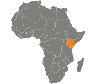 A graphic highlighting Kenya within the African Continent